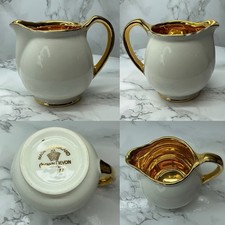Crown Devon Ceramic Cream Jug With Gilt Interior, Handle & Foot Gold. READ DESC