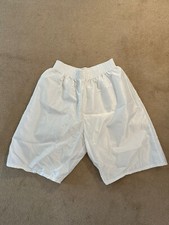 Retro Knee Length White  Nylon silky shiny gym / football shorts