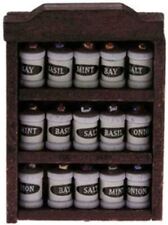 Dolls House Dark Oak Rack with Spice Jars Miniature 1:12 Kitchen Accessory