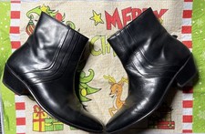 Stacy Adams Beatle Boots Ankle Dress Shoes Black Leather Zip Up Mens Retro 23497