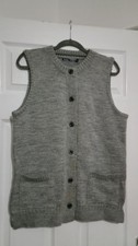 Woolovers Guernsey Jumper Med Sleeveless Gilet heavy weight  grey  with pockets 