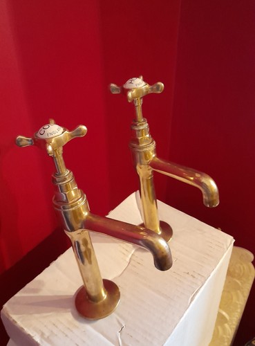 Vintage brass tall pillar taps - tall,