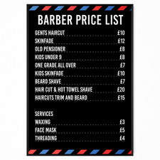 Barber shop Price List Poster