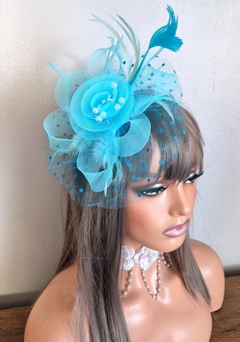 Aqua blue fascinator feather - ,