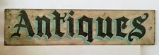 Antiques Painted Wooden Distressed Sign Shop Market Bric A Brac Dealer Seller