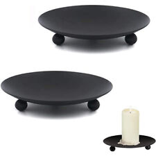 2Pcs Candle Holders for Pillar Candles Black Vintage 11cm Iron Candle Plate Tray