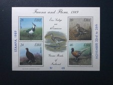 irish stamps, exhibition souvenir, 1989 Birds mini sheet overprinted Stampa 89