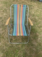 Vintage Retro Striped Folding Deck Chair Garden Camping campervan VW festival