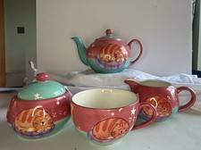 Vintage Whittard of Chelsea Cool Yule 2002 Cosy Cat Nap Christmas Tea Set Teapot