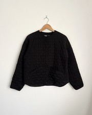 Zara Heart Embroidered Quilted Jacket Black Size XS Oversized