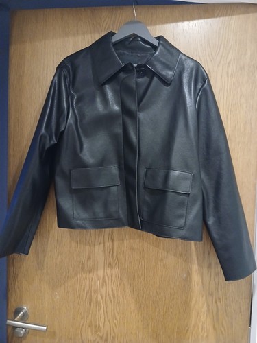 Mango black faux leather