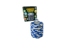 New Ceramic Casino Poker Chips Money Bank/Box Blue+White Novelty Gift Boxed