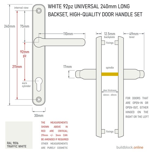 White upvc door handles pair - handles,