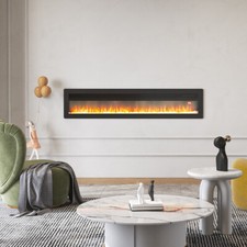 40/50/60/70in Electric Fire Fireplace Standing Insert Wall Mounted Heater White