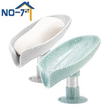 Bathroom Leaf Shape Drain Soap Box Dish Holder Storage Suction Saver Soapbox UK