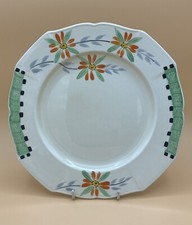 Royal Falcon Ware Art Deco Cake Plate England JHW & Sons Ltd Floral Orange 9”