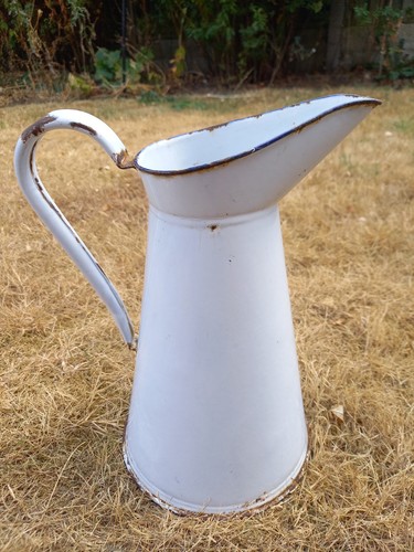 White enamel pitcher - white,