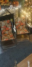 Vintage Flower Folding Deck Chairs × 2