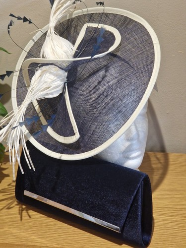 Navy ivory fascinator - navy,