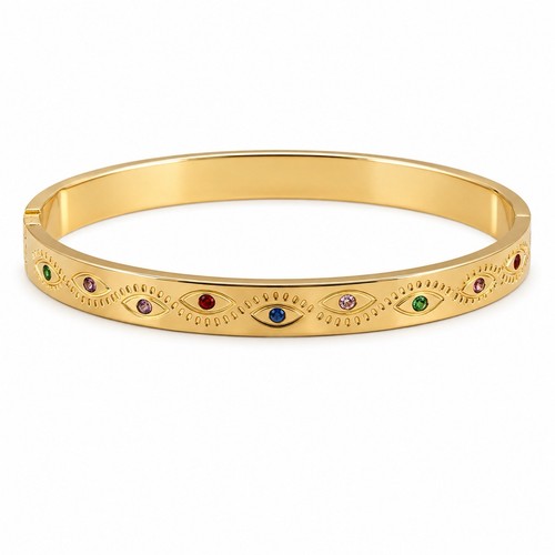 Gold evil eye bangle bracelet - evil,