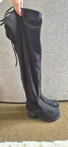 Over the knee black - suede, sock