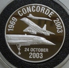 Concorde Last Flight 2003 Huge 2oz .999 Fine Silver Proof Medallion boxed + COA