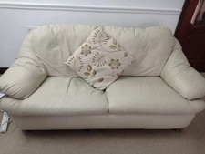 Cream Leather Settee