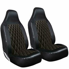 FOR PEUGEOT EXPERT - Premium Black Diamond Quilted Van Seat Covers - 2 x Fronts