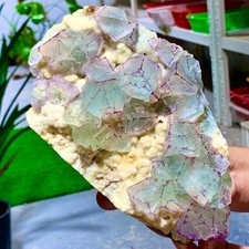 3.13LB Natural purple green cubic fluorite mineral crystal sample/China