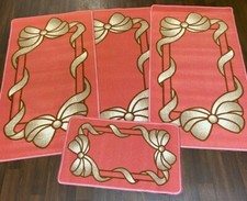 ROMANY GYPSY WASHABLE 2021 RIBBON DESIGN FULL SET OF 4 MATS PINK NON SLIP LARGE
