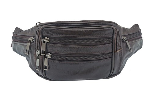 Leather bum bag black - leather, sports