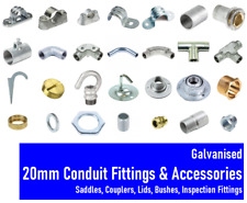 20MM GALVANISED STEEL CONDUIT FITTINGS SADDLES COUPLERS LIDS BUSHES INSPECTION