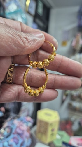 22k gold plated hoops - gold, earrings