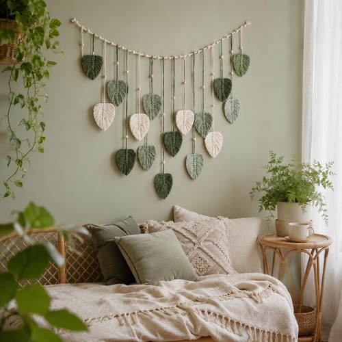 Boho macrame wall hanging - boho, leaf