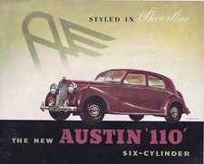 STYLED IN SHEERLINE, THE NEW AUSTIN "110" SIX-CYLINDER BROCHURE, PUB No. 296A.