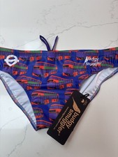 Men’s Budgy Smugglers Swim Wear Gym Pool Sport 32” TfL purple buses London Rugby