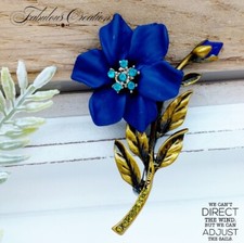 Blue Wild Flower Brooch Vintage Style Pin Broach Jewellery Accessory Gift