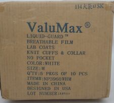 ValuMax Liquid-Guard Breathable Film Lab Coats, White, Size M, Box of 50