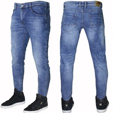 Jeans uomo Denim blu pantaloni slim elasticizzati nuovo g7810