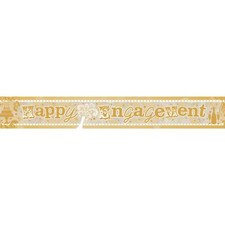 Happy Engagement Gold Banner Party Decoration 2.7meters Sparkle Holographic 9ft 