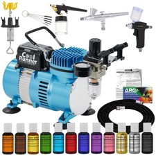 Master 3 Airbrush Air Compressor Cake Decorating Kit, 12 Chefmaster Food Colors