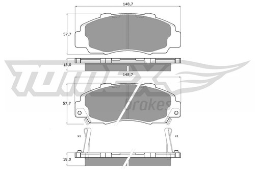 Front rear brake pad set - front,