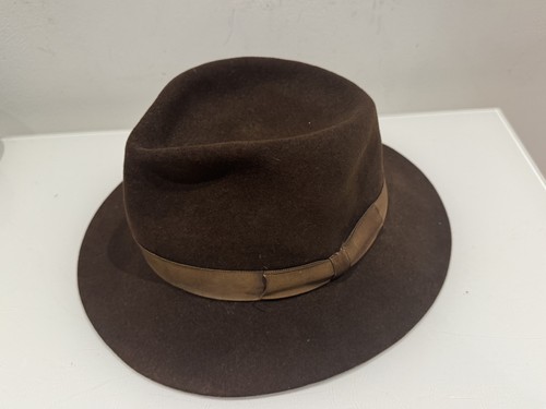 Antique brown fedora felt hat - fedora,