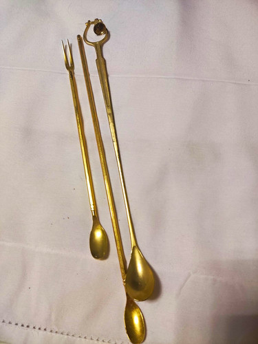 Brass fireplace toasting forks - brass,
