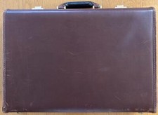 Coach attache case business bag all leather brown 12.9×18.7×4.3 inch - FedEx!!