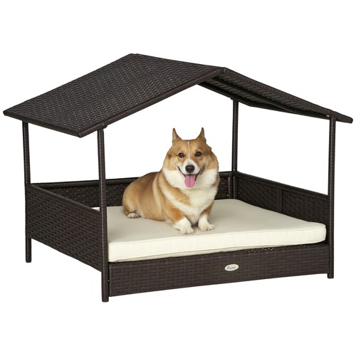 Pawhut wicker dog house - wicker,