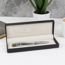 Personalised Ornate Scroll Silver Plated Ballpoint Pen - Engraved Gift