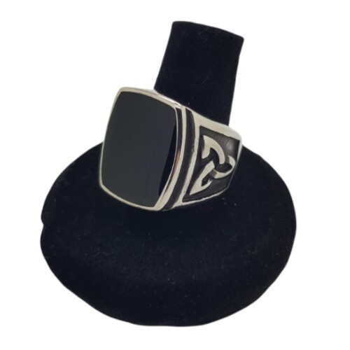 Gothic black enamel ring - enamel,