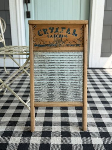 Vintage glass wash board - glass,