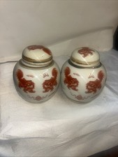 Pair Chinese Red Foo Dogs